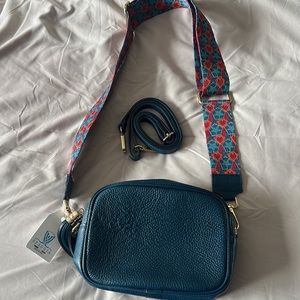 dark green/ turquoise purse from Italy. 2 straps come with purse (see photo)